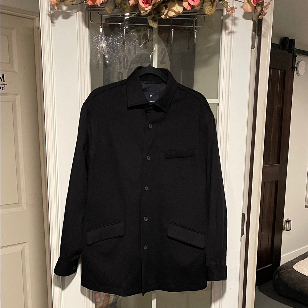 Faconnable Men's Black wool Shirt Jacket